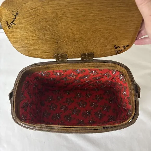 Vintage Caro Nan Main Street Basket Purse Lined Signed Hand Painted Cottagecore - Picture 7 of 12